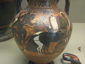 Black-Figured Amphora depicting the Battle of Gods and Giants.jpg