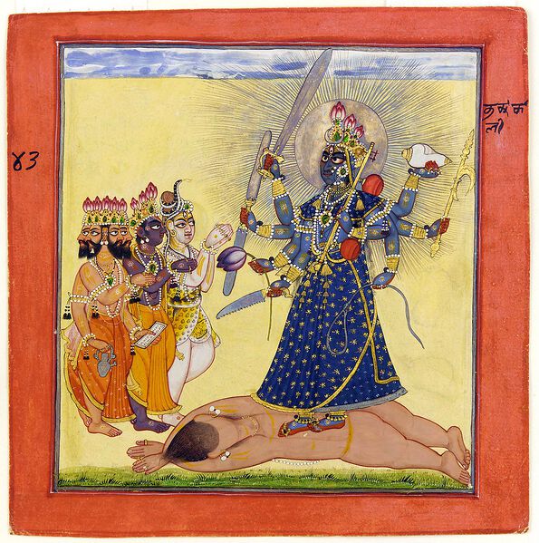 Datei:Goddess Bhadrakali Worshipped by the Gods.jpg